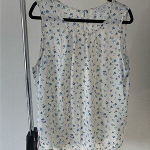 41 Hawthorn Blue and Cream Floral Blouse